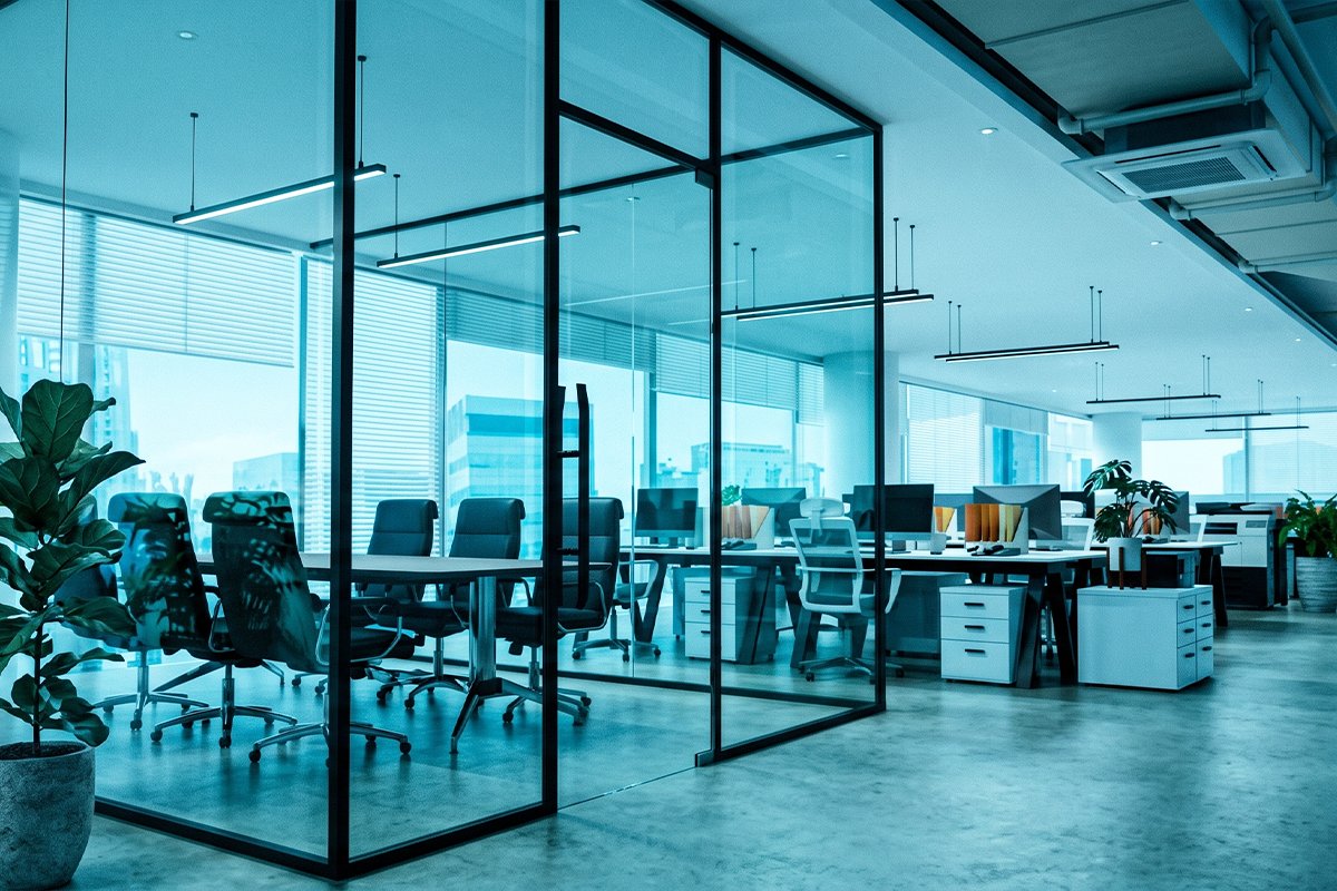 Bright contemporary office used by creative and technology teams